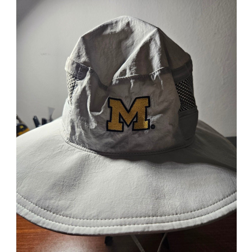 Columbia Boonie Hat Unisex OS Grey Michigan Wolverines PFG Mesh Sun Wide Brim